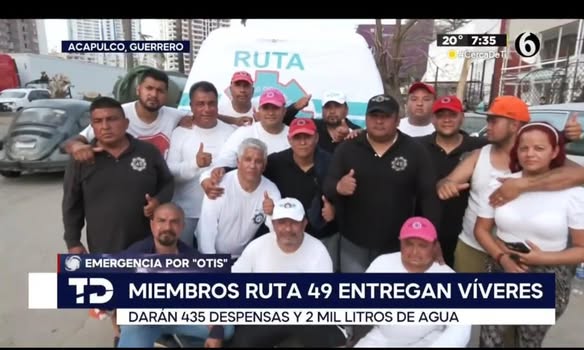 Integrantes de la Ruta 49 entregan víveres en Acapulco tras el huracán Otis